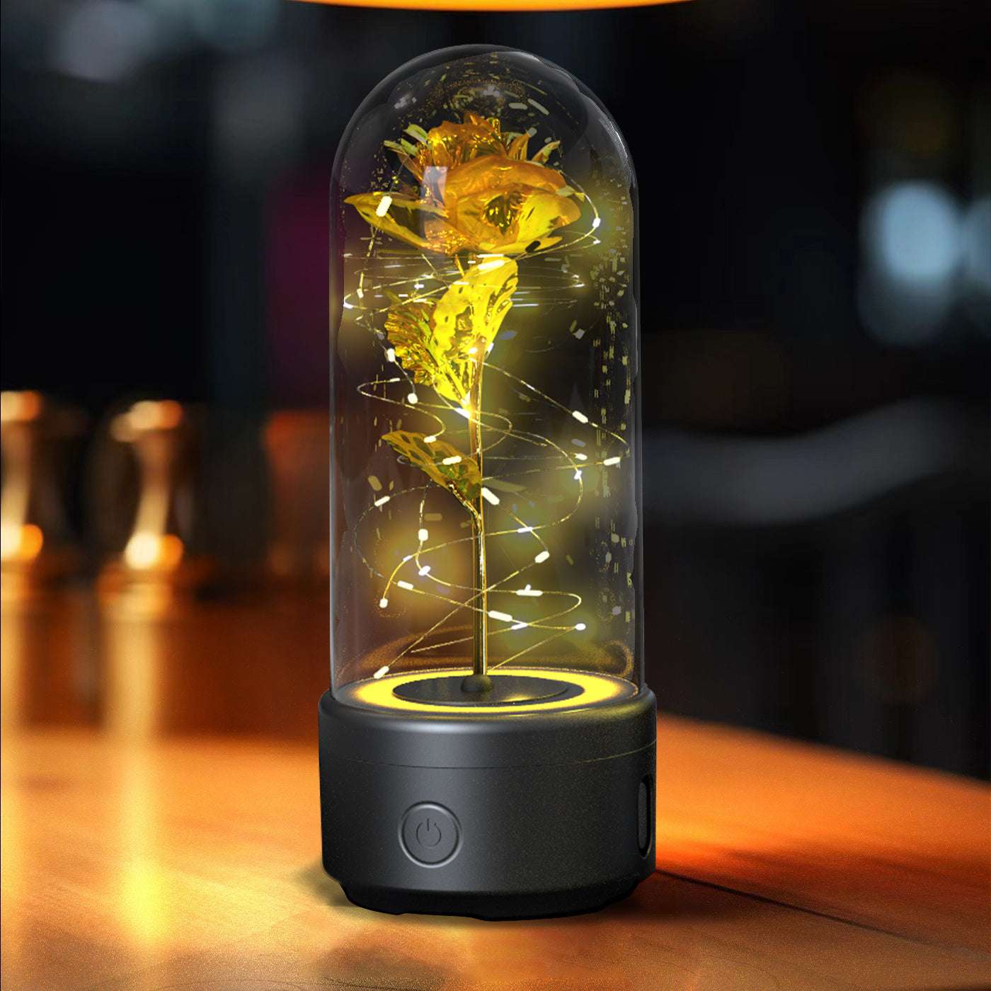 Bluetooth Link, 2-in-1 Bluetooth speaker rose bouquet, Creative 2 In 1 Rose Flowers LED Light, creative rose flowers, LED Strip light with glass lampshade creative romantic atmosphere, LED roses combined with metal engraved butterflies,