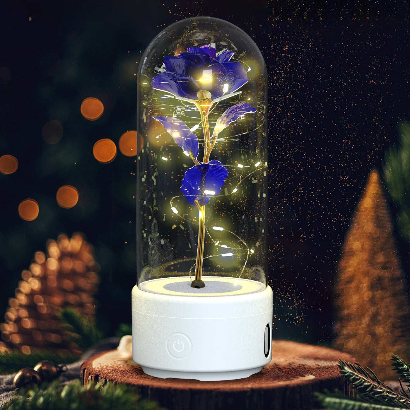 Bluetooth Link, 2-in-1 Bluetooth speaker rose bouquet, Creative 2 In 1 Rose Flowers LED Light, creative rose flowers,  LED Strip light with glass lampshade creative romantic atmosphere, LED roses combined with metal engraved butterflies, 