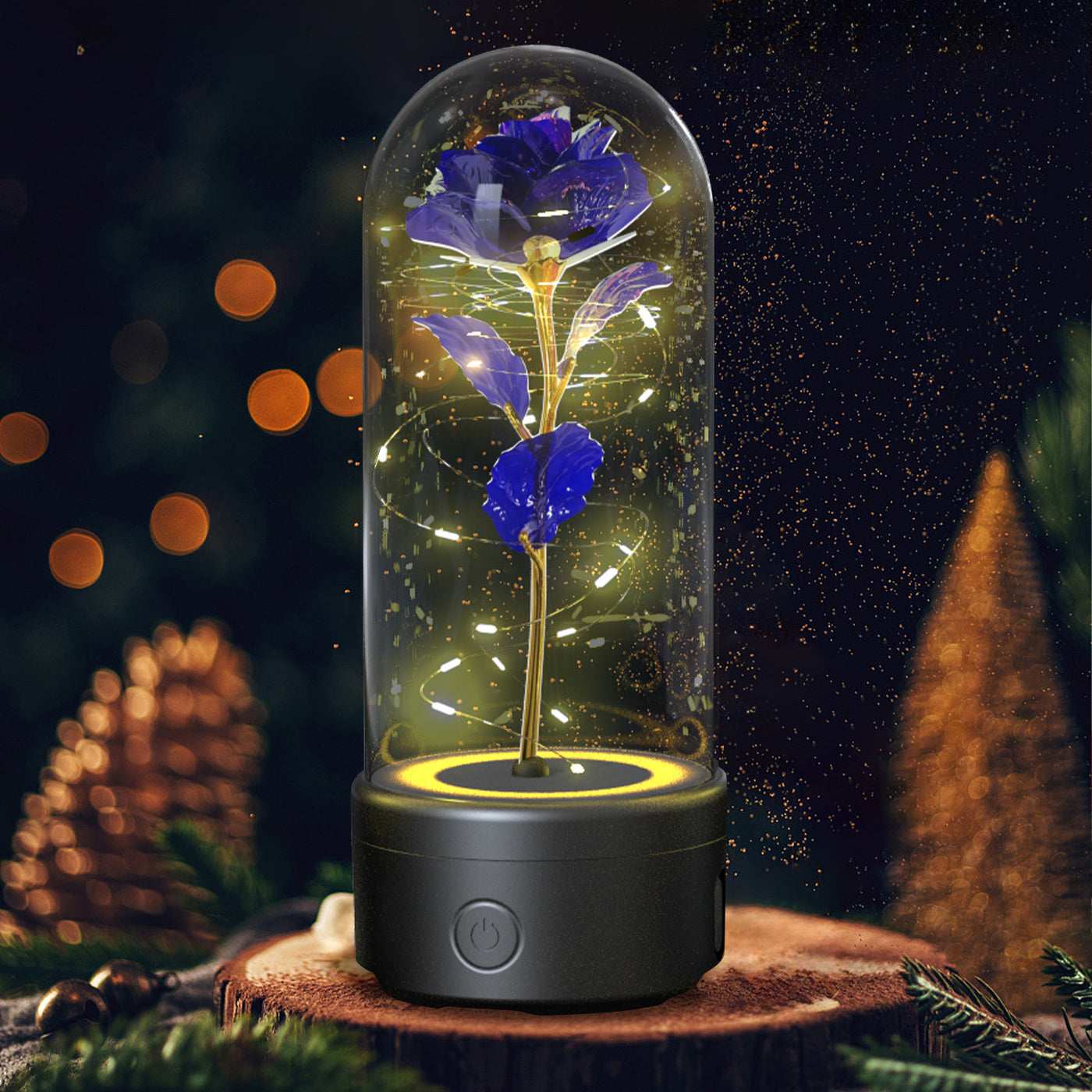 Bluetooth Link, 2-in-1 Bluetooth speaker rose bouquet, Creative 2 In 1 Rose Flowers LED Light, creative rose flowers,  LED Strip light with glass lampshade creative romantic atmosphere, LED roses combined with metal engraved butterflies, 