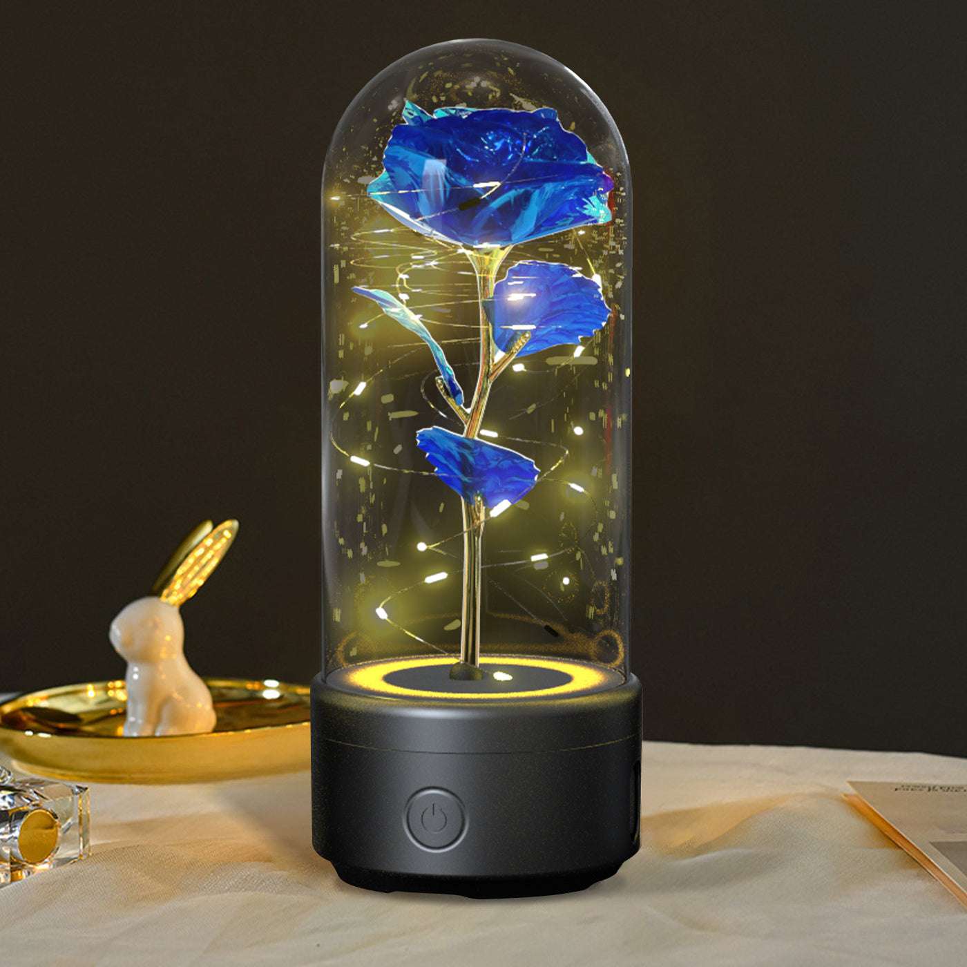 Bluetooth Link, 2-in-1 Bluetooth speaker rose bouquet, Creative 2 In 1 Rose Flowers LED Light, creative rose flowers,  LED Strip light with glass lampshade creative romantic atmosphere, LED roses combined with metal engraved butterflies, 