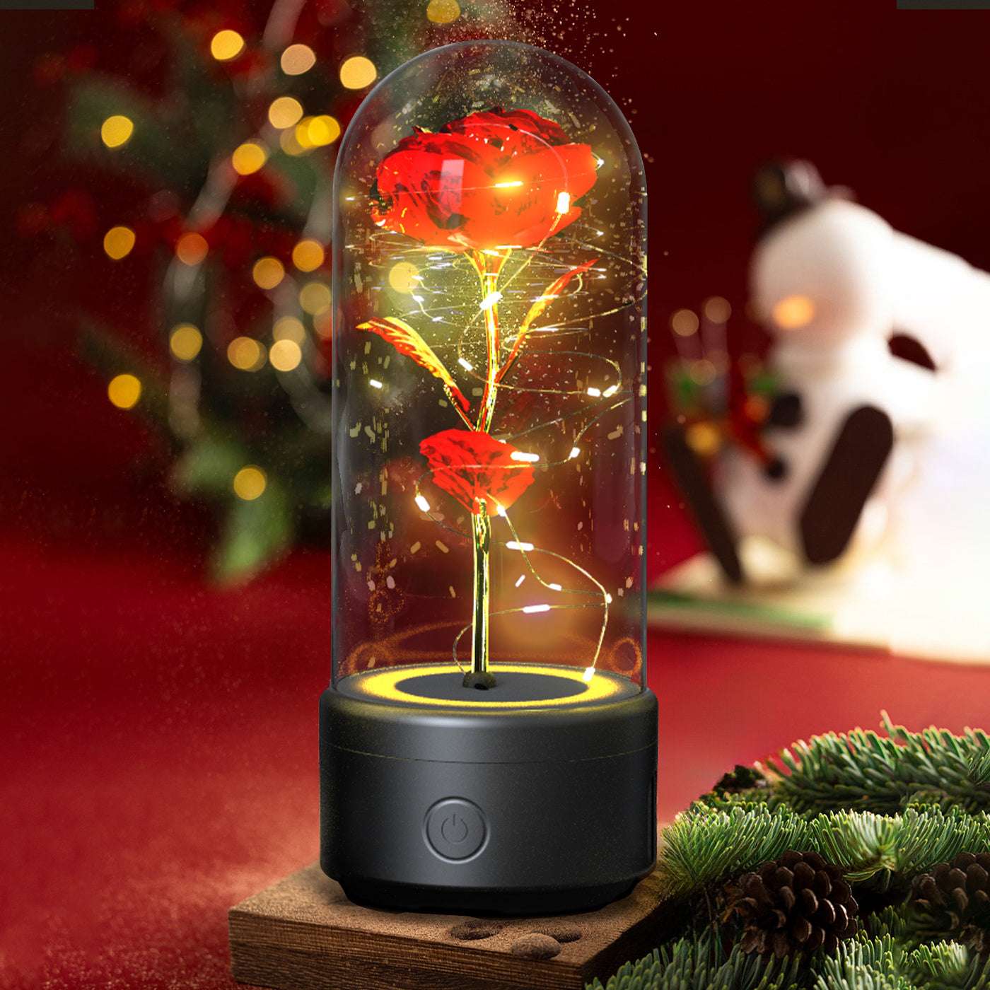 Bluetooth Link, 2-in-1 Bluetooth speaker rose bouquet, Creative 2 In 1 Rose Flowers LED Light, creative rose flowers,  LED Strip light with glass lampshade creative romantic atmosphere, LED roses combined with metal engraved butterflies, 