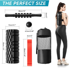 5 in1 Foam Roller Set for Deep Tissue Muscle Massage, High Density Fitness Exercise Foam Roller