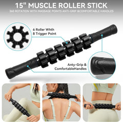 5 in1 Foam Roller Set for Deep Tissue Muscle Massage, High Density Fitness Exercise Foam Roller