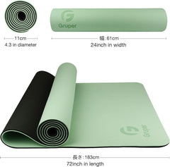 Yoga Mat Non Slip, Eco Friendly Fitness Exercise Mat with Carrying Strap