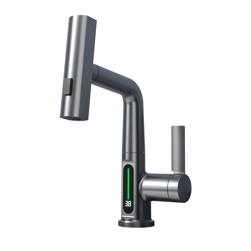 Smart Pull-out Kitchen Faucet with Digital Display, Basin Intelligent Digital Display With Pull Out Faucet.  Electronic Basin Faucet, LCD Intelligent Digital Display Basin Faucet Pull Out Basin Tap "Pull-out Basin, Pulling Lifting Digital Display Faucets , Smart Temperature Display ,Tapsmart bathroom faucet, Index Bath Intelligent Digital Display Faucet