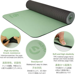 Yoga Mat Non Slip, Eco Friendly Fitness Exercise Mat with Carrying Strap