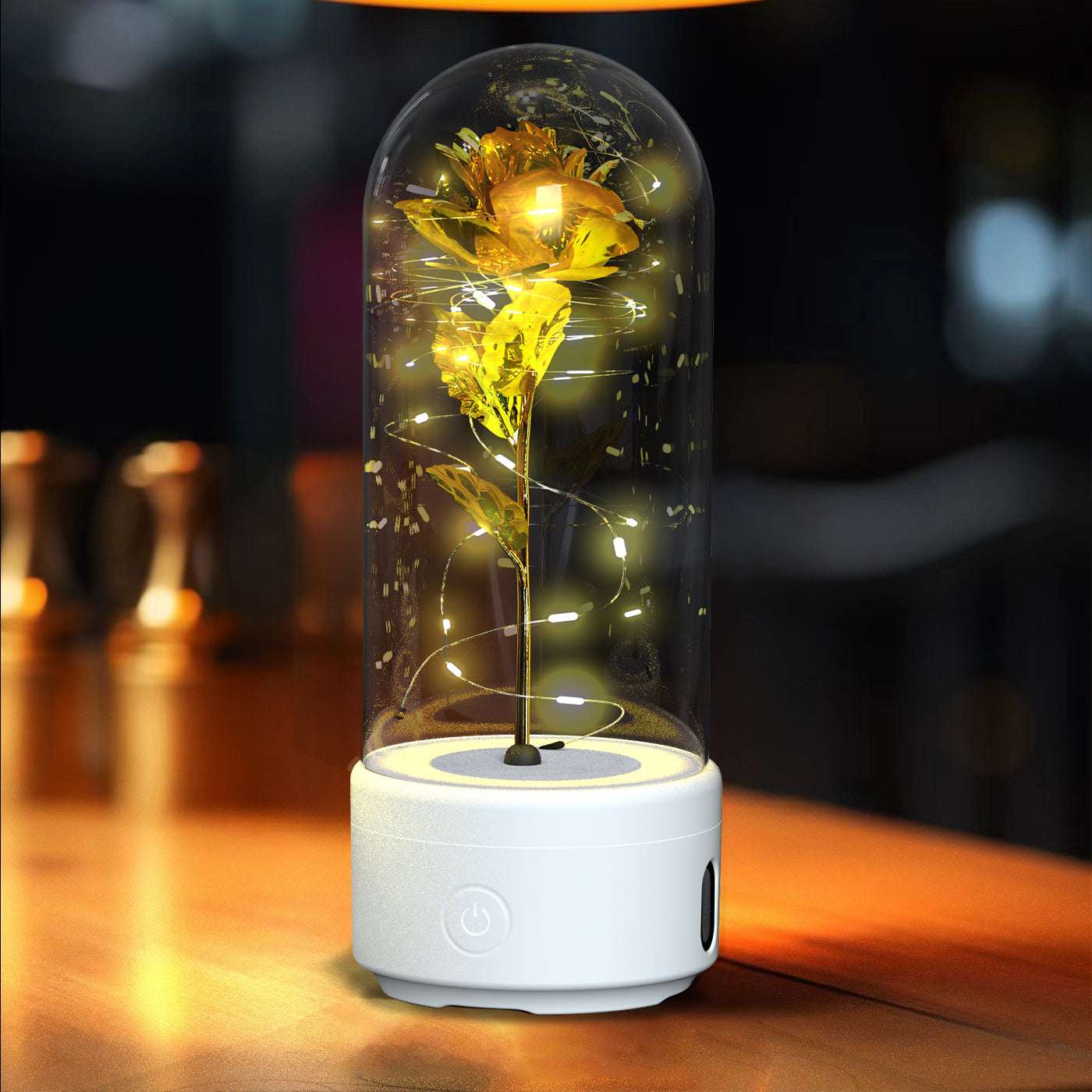 Bluetooth Link, 2-in-1 Bluetooth speaker rose bouquet, Creative 2 In 1 Rose Flowers LED Light, creative rose flowers,  LED Strip light with glass lampshade creative romantic atmosphere, LED roses combined with metal engraved butterflies, 
